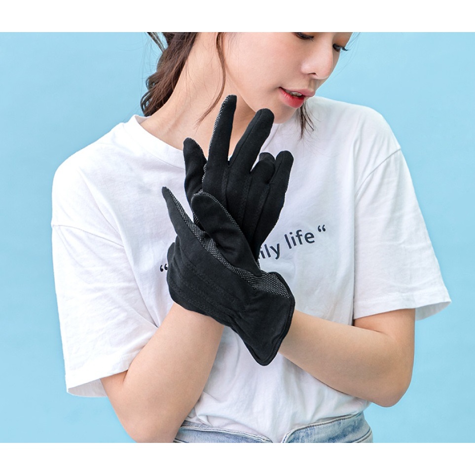 🔥象王清潔達人🔥 維菈 VOLA UV對策 女用純棉手套 黑色 (標準 / 加長4公分 ) 止滑手套 防曬手套 騎車手套