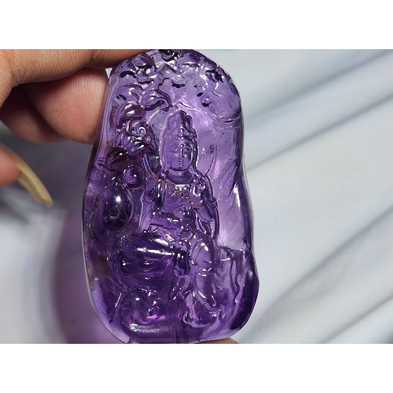 《晶華》水晶 紫水晶 觀音 吊墜 項鍊 附珍藏盒 02TI05