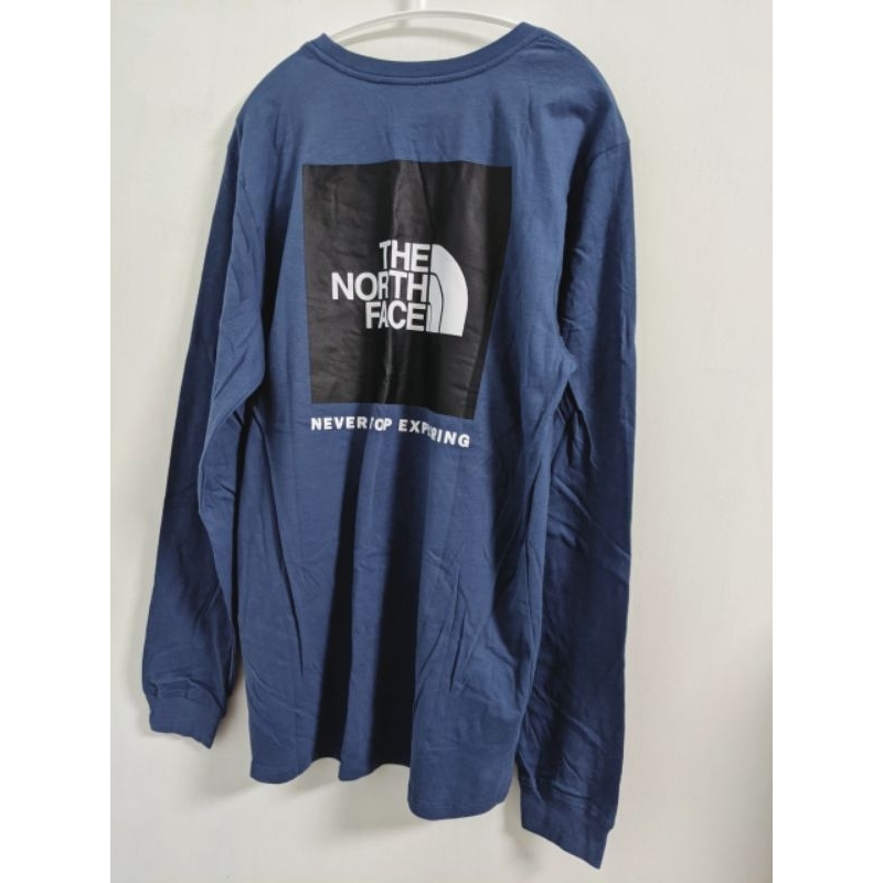 ［現貨］🇺🇲金美美國代購🌟 The North Face北臉 黑方框LOGO藍色薄長袖 #男款❗❗清倉折扣❗❗