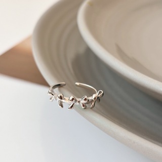 [Relise] （台灣現貨）A0260+ 通體純銀 S925純銀 時尚極簡多蝴蝶結個性開口唯美戒指