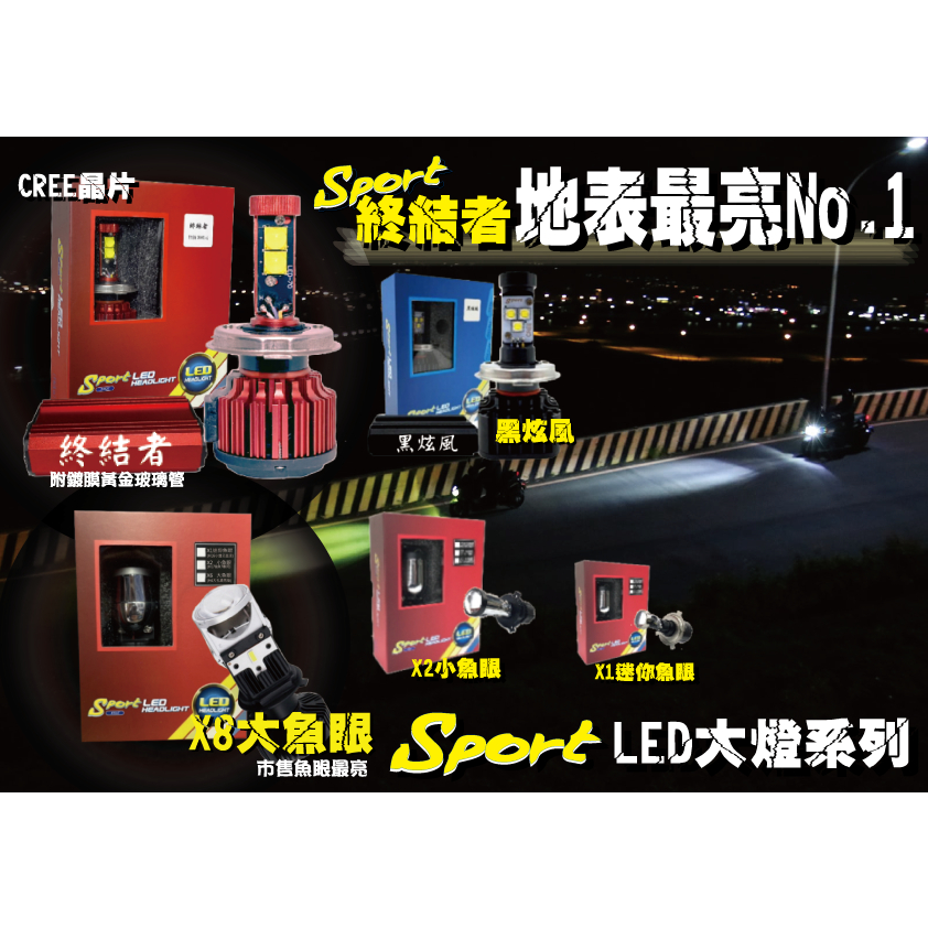 S86-sport-LED大燈、終結者LED大燈、黑炫風LED大燈、X8魚眼大燈、FORCE2.0、雷霆S、JETS