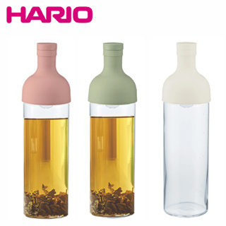 HARIO 酒瓶冷泡茶壺750ml FIB-75 (粉綠色 /煙燻粉/白色) ; 日本製; UNION 清透玻璃杯