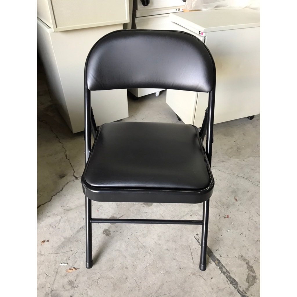 年強二手家具-全新黑皮折椅*折疊椅  40306318