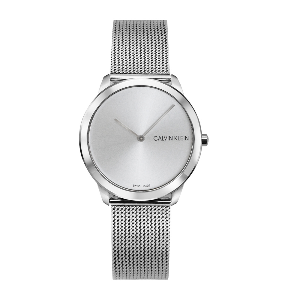 【For You】當天寄出 I Calvin Klein - 簡約白面銀框銀色米蘭錶帶 35mm K3M221Y6