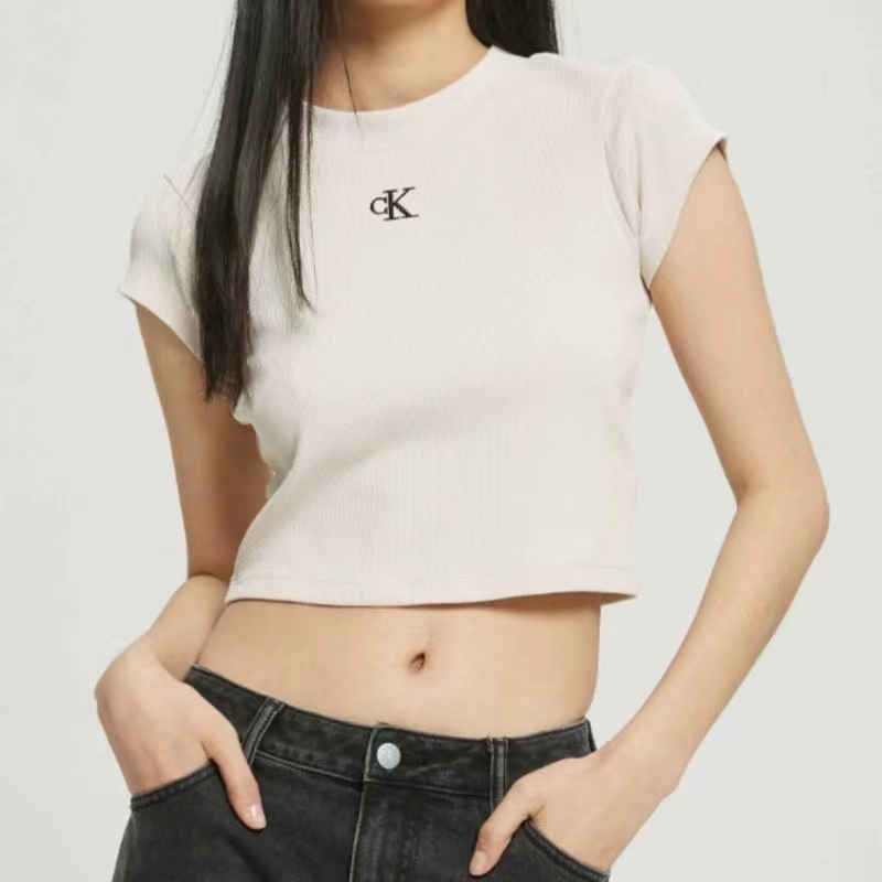 『NS』多色可選 JENNIE同款 Calvin Klein 短袖 螺紋短袖 CK短版短袖 針織上衣 CK短T T恤