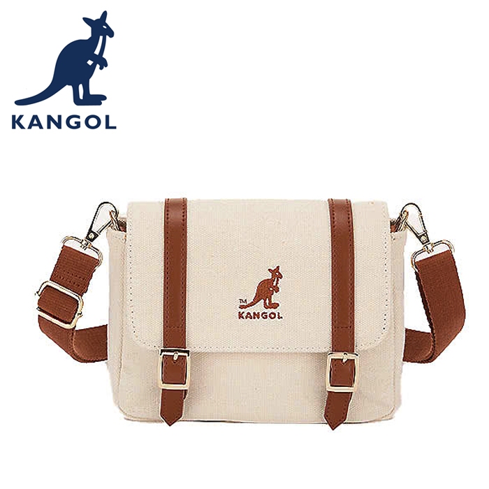 KANGOL 英國袋鼠 帆布包 側背包 斜背包 64251702 深卡其 黑色