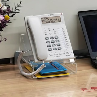 壹品購丨電話架 座機架 電話支架 電話托架 電話收納支架 電話機帶底座 桌面透明塑膠座機專用托架【爆款熱賣】