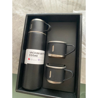 Jiasan 商務真空手提保溫瓶雙杯禮盒組-黑色