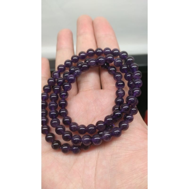 紫水晶 紫晶三圈手鍊 烏拉圭紫水晶 紫晶手鍊