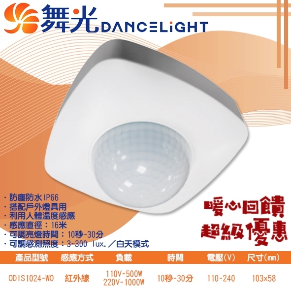 Feast Light🕯️【ODIS1024-WO】舞光DanceLight 防水紅外線感應器-吸頂式 可調整時間光敏