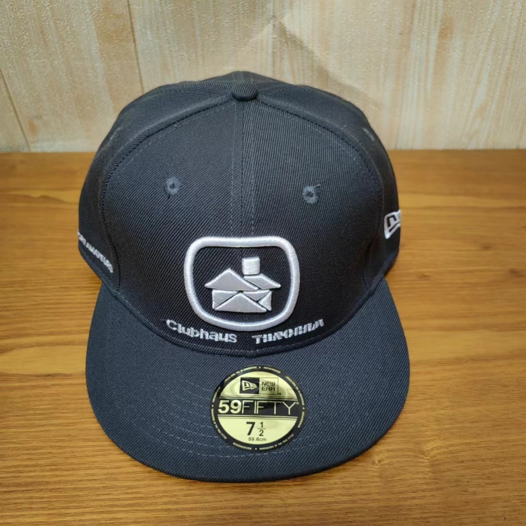 CLUBHAUS × TANGRAM New Era 59 Cap 深灰色刺繡春秋帽子 街舞滑板嘻哈 潮流帽子男平沿帽