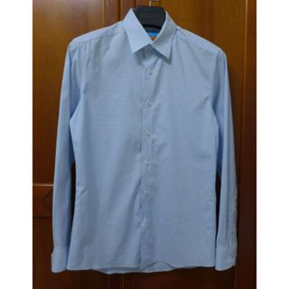 G2000 TECH-WORK免燙布料條紋長袖上班襯衫-淺藍細格紋15號32 1/2 僅下水過