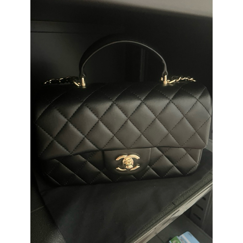 CHANEL Handle cf20 黑色羊皮 20cm mini cf