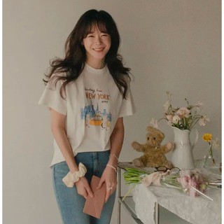 DREAM COLOR KR 一件免運 韓國代購 正韓 女裝 彩繪老鼠紐約字母印花柔軟短袖上衣