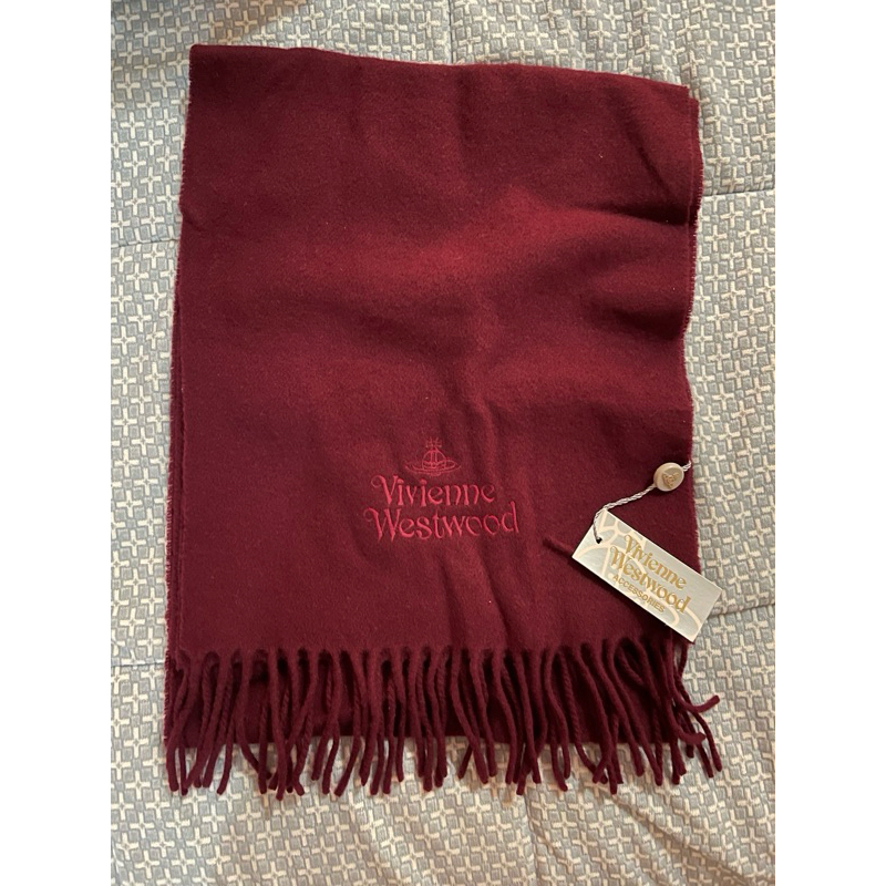 全新Vivienne Westwood酒紅色圍巾