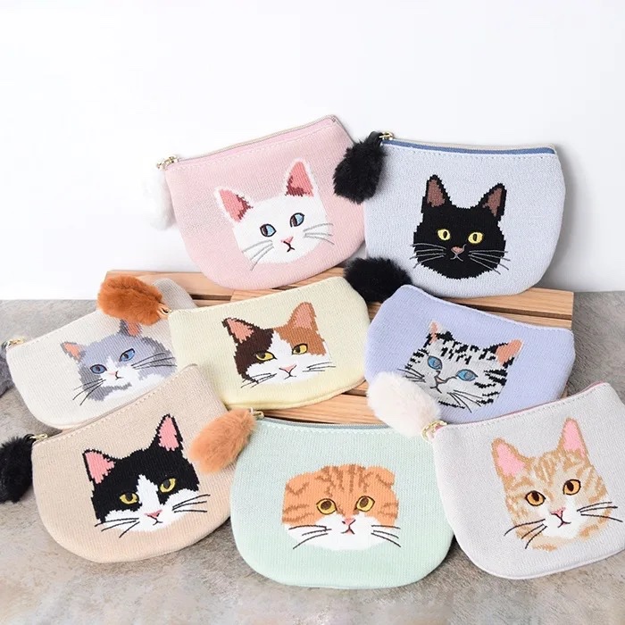 【現貨🌷】貓咪 刺繡 零錢包 虎斑貓 小花貓 黑貓 日本進口 折耳貓 拉鍊包 收納 小物包