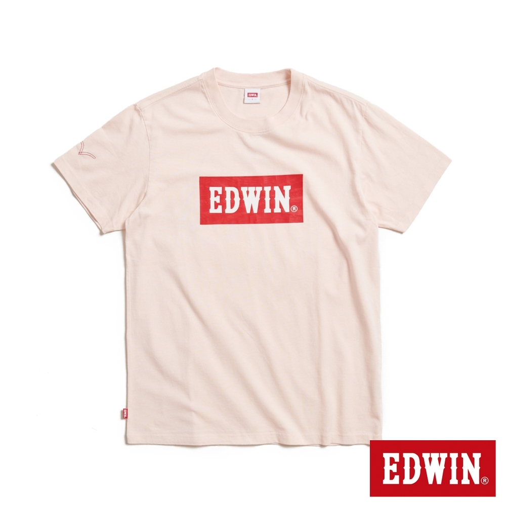 EDWIN 音樂紅印花短袖T恤(淡粉紅)-男款