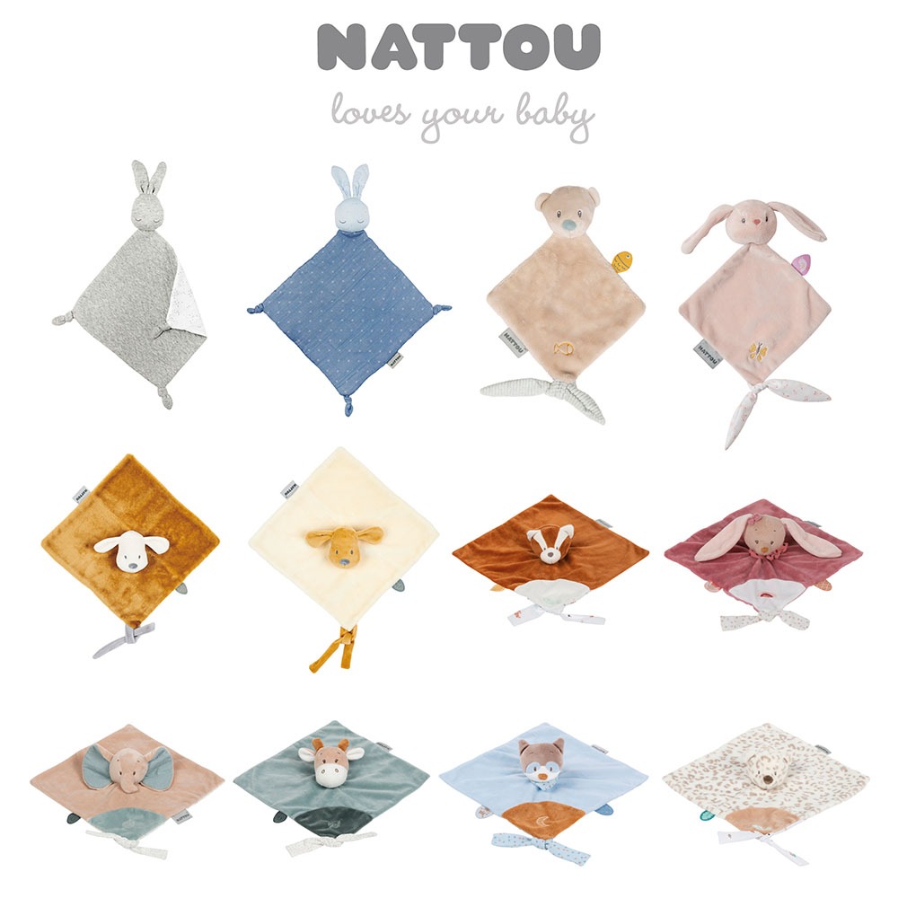 【Nattou】絨毛動物造型安撫玩偶30CM (安撫巾 安撫玩具 絨毛娃娃 親膚玩偶)