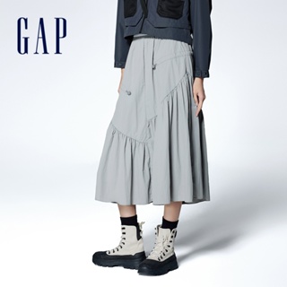 Gap 女裝 鬆緊中長裙-灰色(872460)