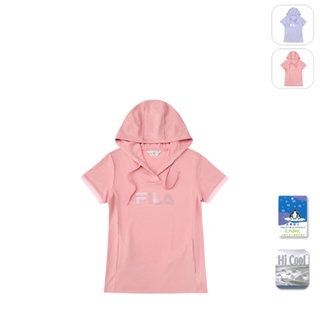【FILA】女性 短袖 吸濕排汗 運動連帽T恤-粉紅 5TEX-1491-PK