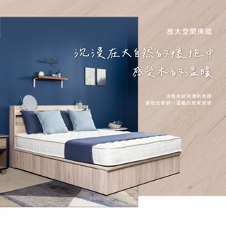 【H&D東稻家居】放大空間床墊組3.5尺/5尺/6尺-單人/雙人床組/床墊/抽屜/附插座床頭燈/置物床頭/抽屜床底-3色