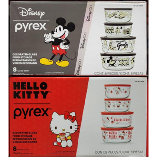 Pyrex Disney 玻璃保鮮盒微波盒含蓋4件組迪士尼聯名米奇米妮高飛 HELLO KITTY#1459394