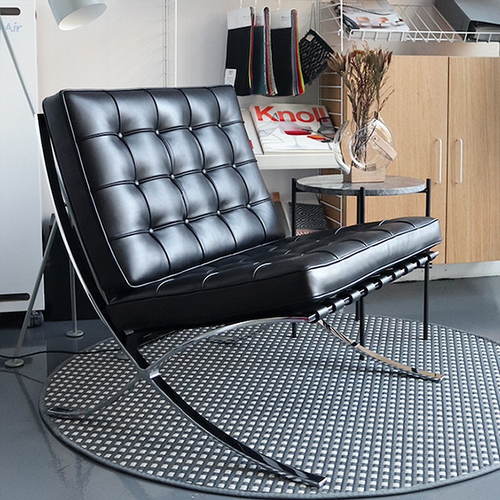 〖悠服UFO〗Barcelona Chair 真皮巴塞隆納椅 真皮復古設計師沙發 靠背椅 躺椅 單人沙發 經典復刻沙發