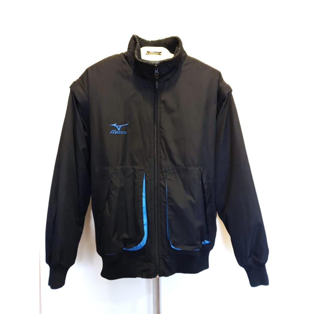 MIZUNO 美津濃夾克外套 運動*機能服飾 防風擋雨 充絨保暖(黑/藍) 尺碼L