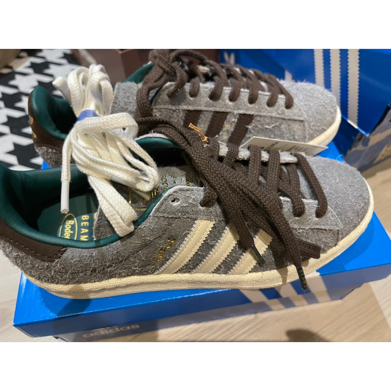 Bodega × BEAMS x Adidas Original Campus 聯名款灰色麂皮毛流感復古版鞋限量款