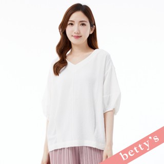 betty’s貝蒂思(31)刷破花花V領泡泡袖上衣(白色)