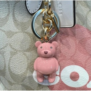 🤩剛抵台😱最新款🤩限時特價 coach 粉色小熊 鑰匙圈 吊飾 也可裝飾包包 在台