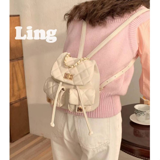 【Ling】菱格紋鍊條造型甜美後背包