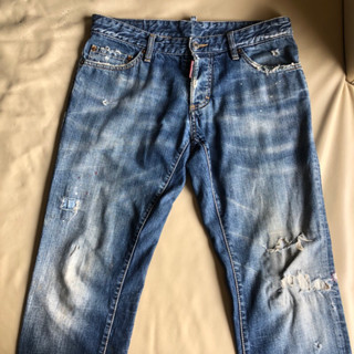 保證正品 DSQUARED 2 D2 藍色 刷白 破損 牛仔褲 SIZE 48