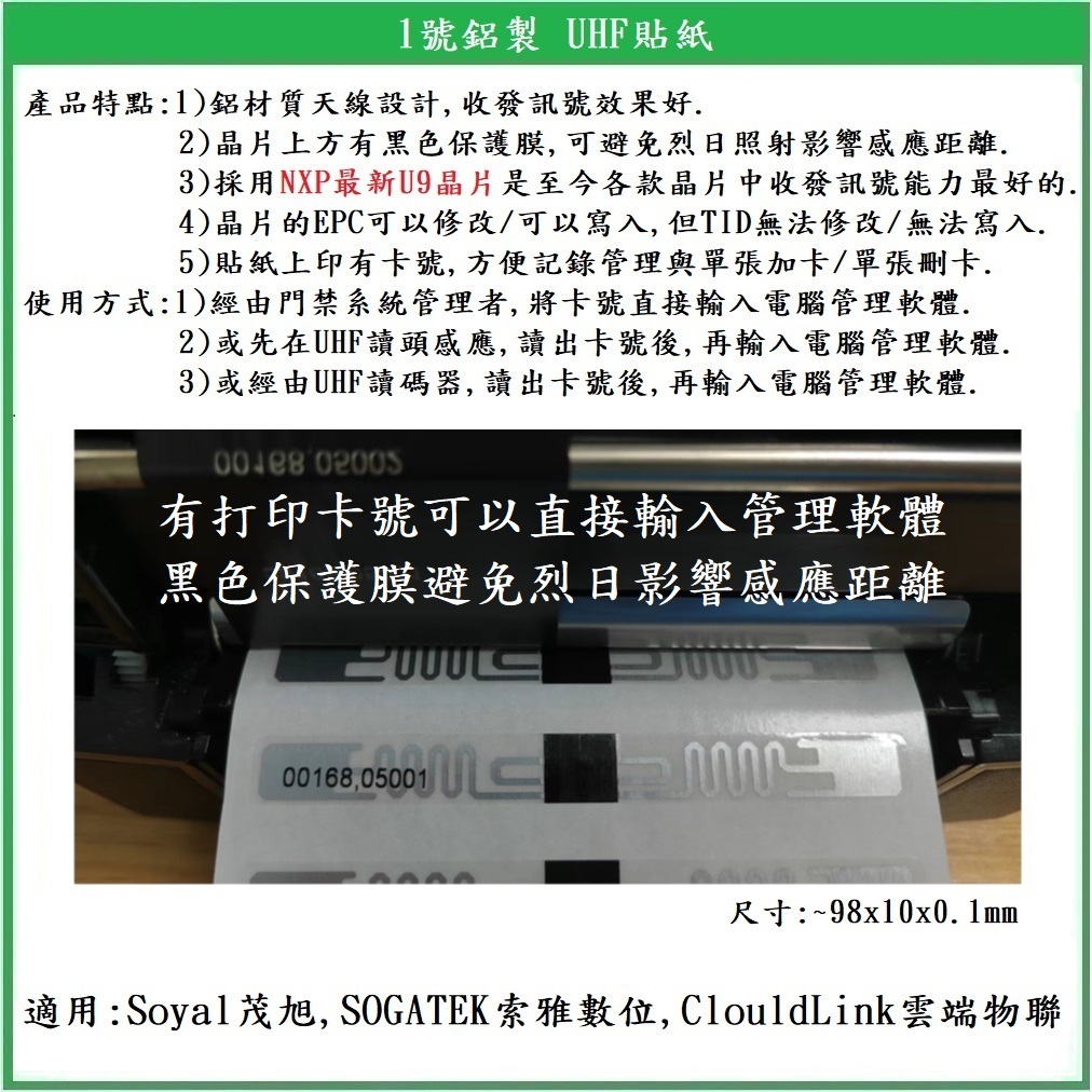 【鎖匠之家】含稅 鋁材質天線 UHF貼紙 有卡號 etag 車道感應貼紙 ETC 電子標籤