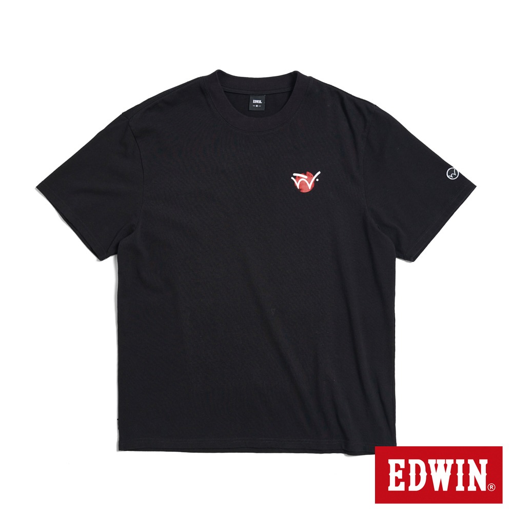 EDWIN 紅日W印花寬版短袖T恤(黑色)-男款