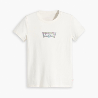 全新-Levis 修身版短袖T恤 / 鏡面反光Logo 牛奶白 女款