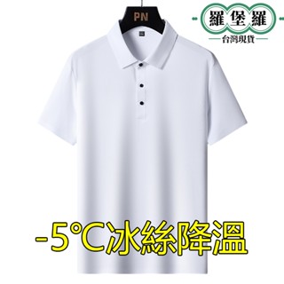 【臺灣現貨】高品質冰絲降溫短袖polo衫 透氣短袖T恤 冰絲無痕薄款商務翻領男裝上衣 polo衫男款 上班短袖polo衫