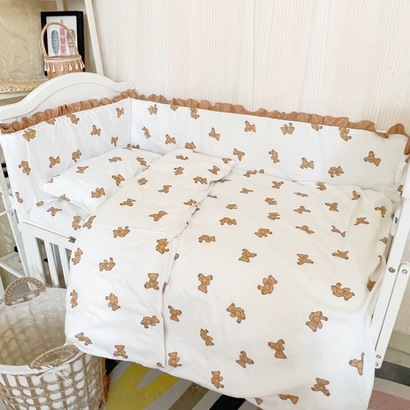 韓式浪漫風格手工訂製 寶寶嬰兒床 花邊純棉拆洗床圍 親子床品