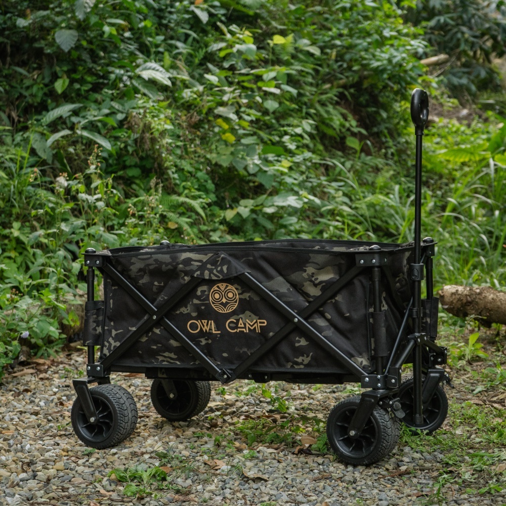 【OWL CAMP】煞車版手拉車 - 暗黑迷彩『ABC Camping』折疊手拉車 拖車 購物車 露營推車 寵物推車