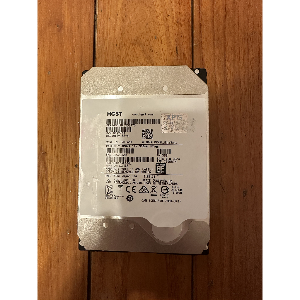 全新 10TB 硬碟HGST (WD) 10T企業氮氣硬碟 SATA硬碟 氮氣硬碟