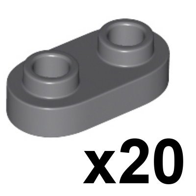 正版樂高LEGO零件(全新)-35480 6221607 橢圓 兩孔 薄板  1x2 深灰色20個