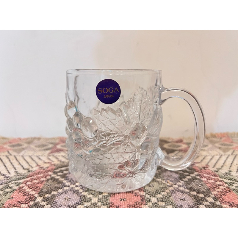 全新 SOGA 浮雕花紋玻璃杯 玻璃杯 馬克杯 日製
