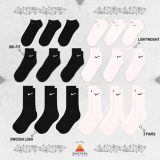 【ZhiStore】Nike【3雙一組】Logo 短襪 中筒襪 長襪 襪子 黑 灰 白襪 SX7676-010 100