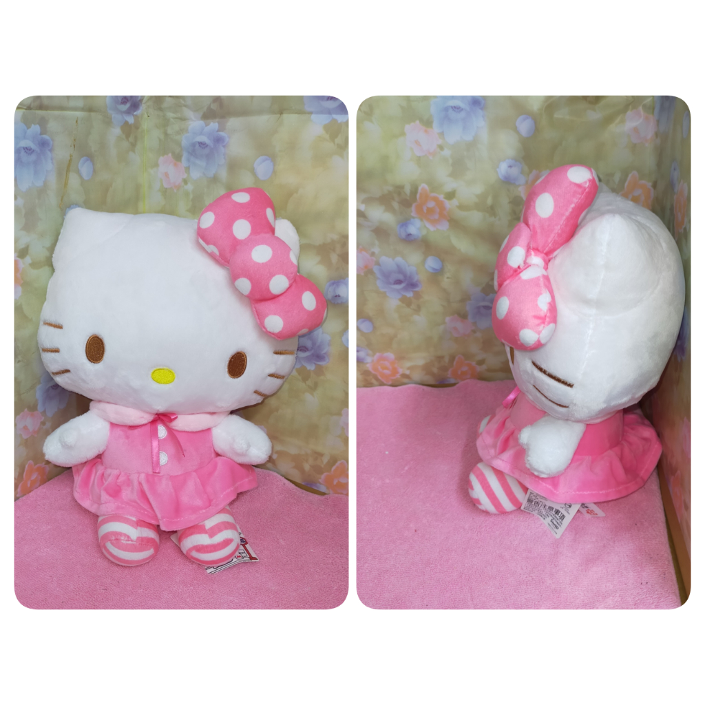 正版 三麗鷗 凱蒂貓 Hello Kitty 小洋裝 裙裝 娃娃 玩偶 絨毛玩偶 12英吋(福利品)