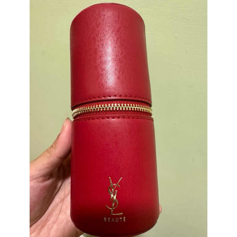 現貨秒出🔥YSL 聖羅蘭 時尚紅色刷具包組3件/組 化妝包 圓桶 刷具