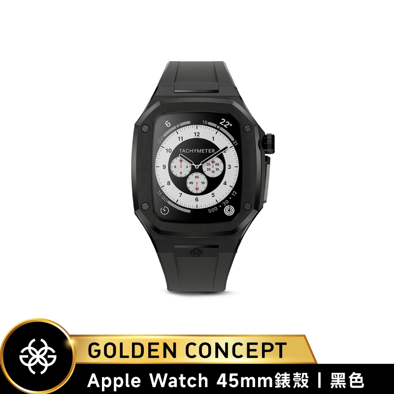 Golden Concept Apple Watch 45mm 黑錶框 黑橡膠錶帶 WC-SP45-BK-BK