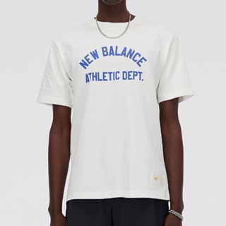 New Balance 白藍 運動 撞色標語 上衣 短袖 男款 H6875【新竹皇家MT41514SST】