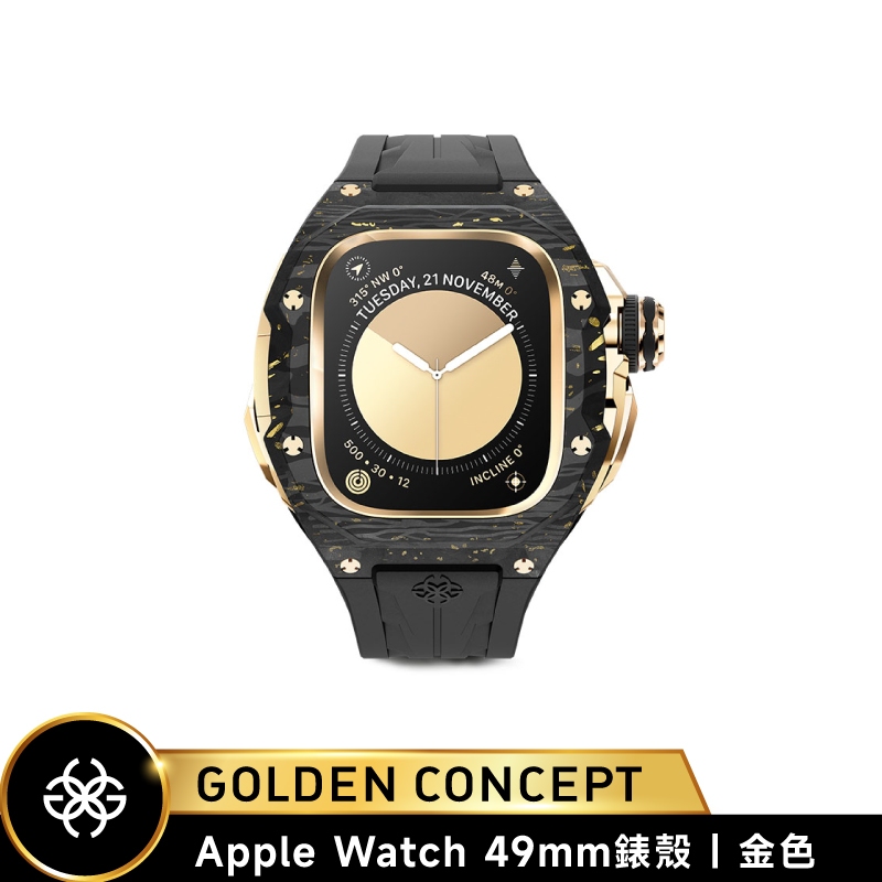 Golden Concept Apple Watch 49mm 金錶框 黑橡膠錶帶 WC-RSCIII49-BK-GC