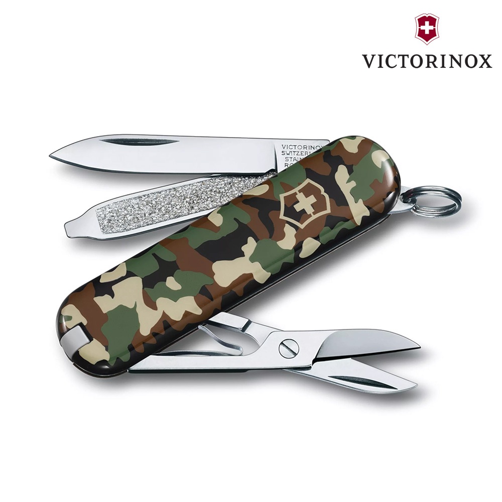 VICTORINOX Classic瑞士刀0.6223.94 綠迷彩 (7功能) / 瑞士維氏 口袋刀 袋裝刀 多功能