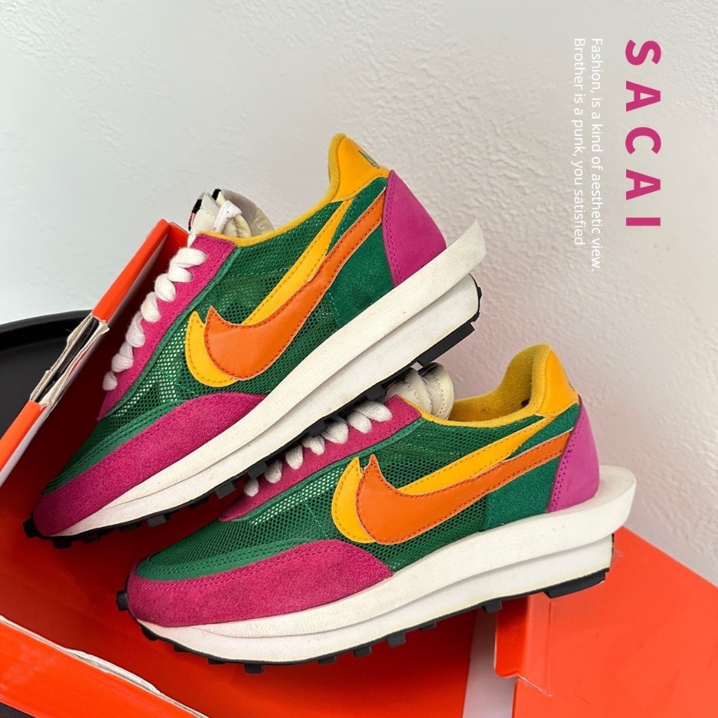 [二手] Sacai x Nike LD Waffle vaporfly 紫綠桃紅聯名款男女款 23.5CM BV007